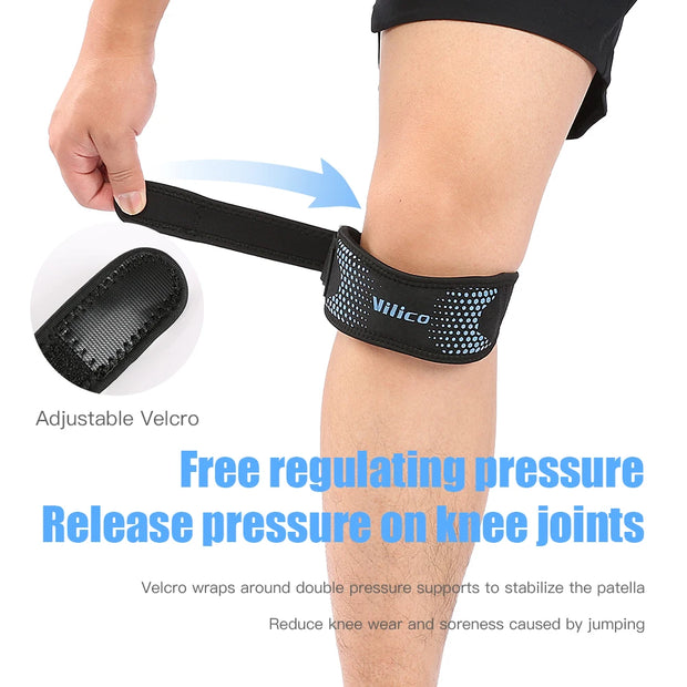 Patella Knee Strap Adjustable Knee Brace Patellar Tendon Stabilizer Support Band for Soccer Basketball Running Jumper Gym Squat